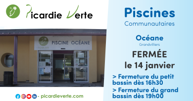 Fermeture de la piscine Océane le 14 janvier