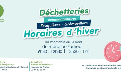 Passage aux horaires d’hiver dans les déchetteries communautaires ⏰♻️